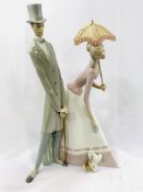 A large Lladro porcelain figural ornament "Group with parasol"