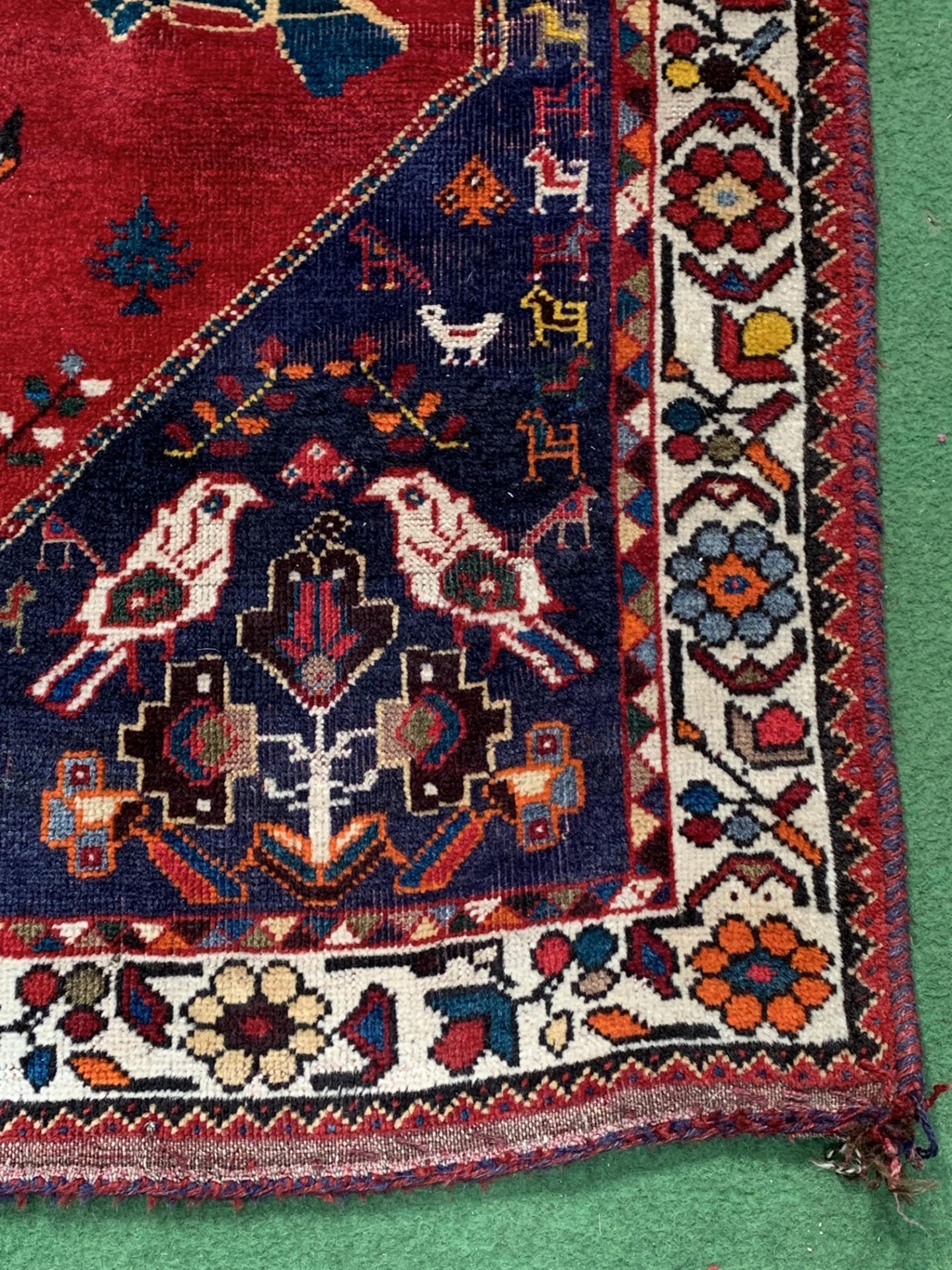 Blue ground Kazak runner and a red ground hand-knotted rug - Image 7 of 8