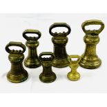 Three Avoir brass alloy bell proof weights and 3 other bell proof weights