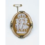 9ct gold oval Cameo brooch.