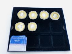 Collection of six Royal Mint solid silver 28gm Queen Mother's Centenary coins