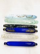 A group of 6 glass rolling pins