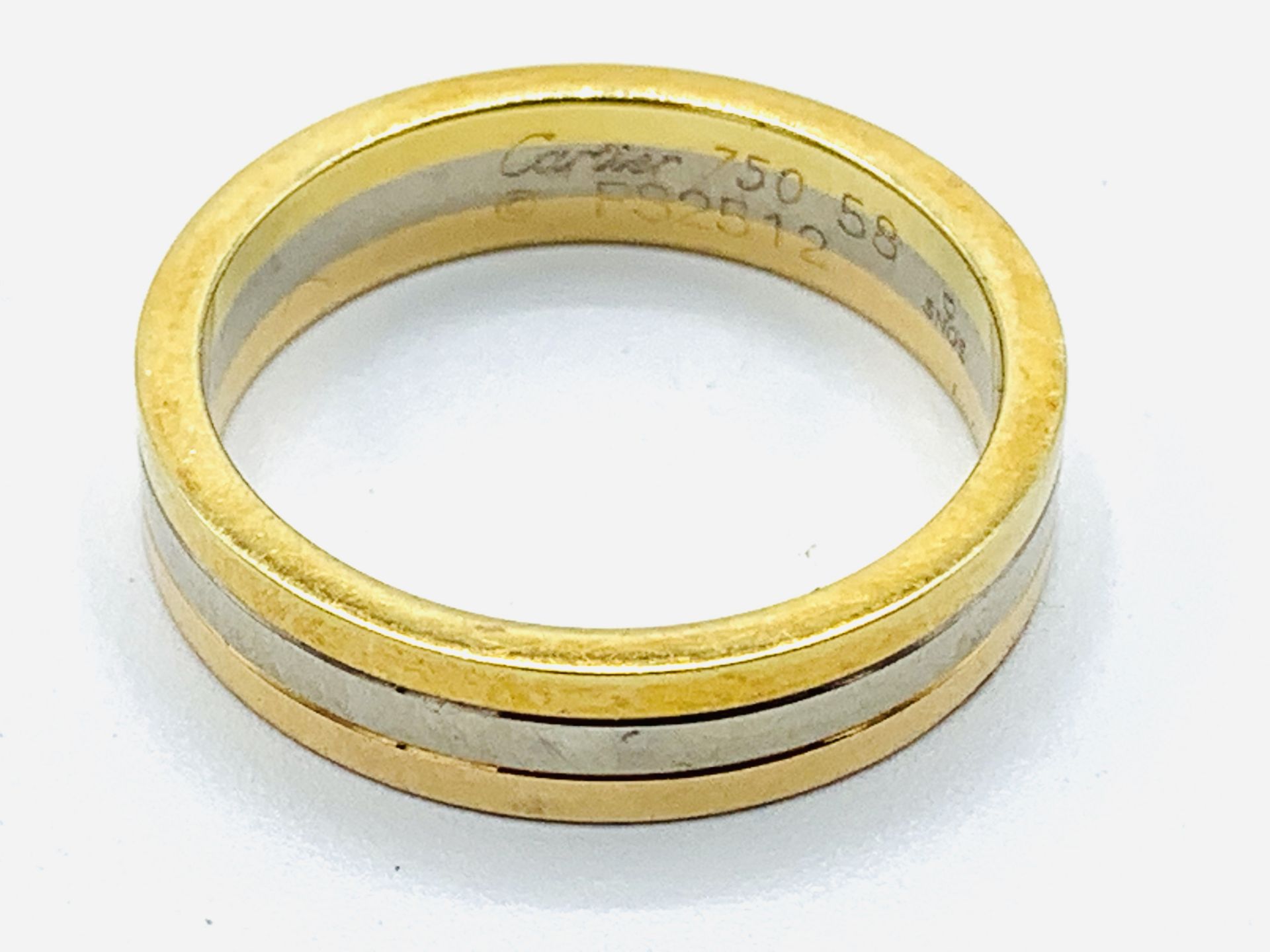 18ct tri-colour gold Cartier wedding band - Image 3 of 3