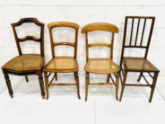 Four individual cane seat chairs