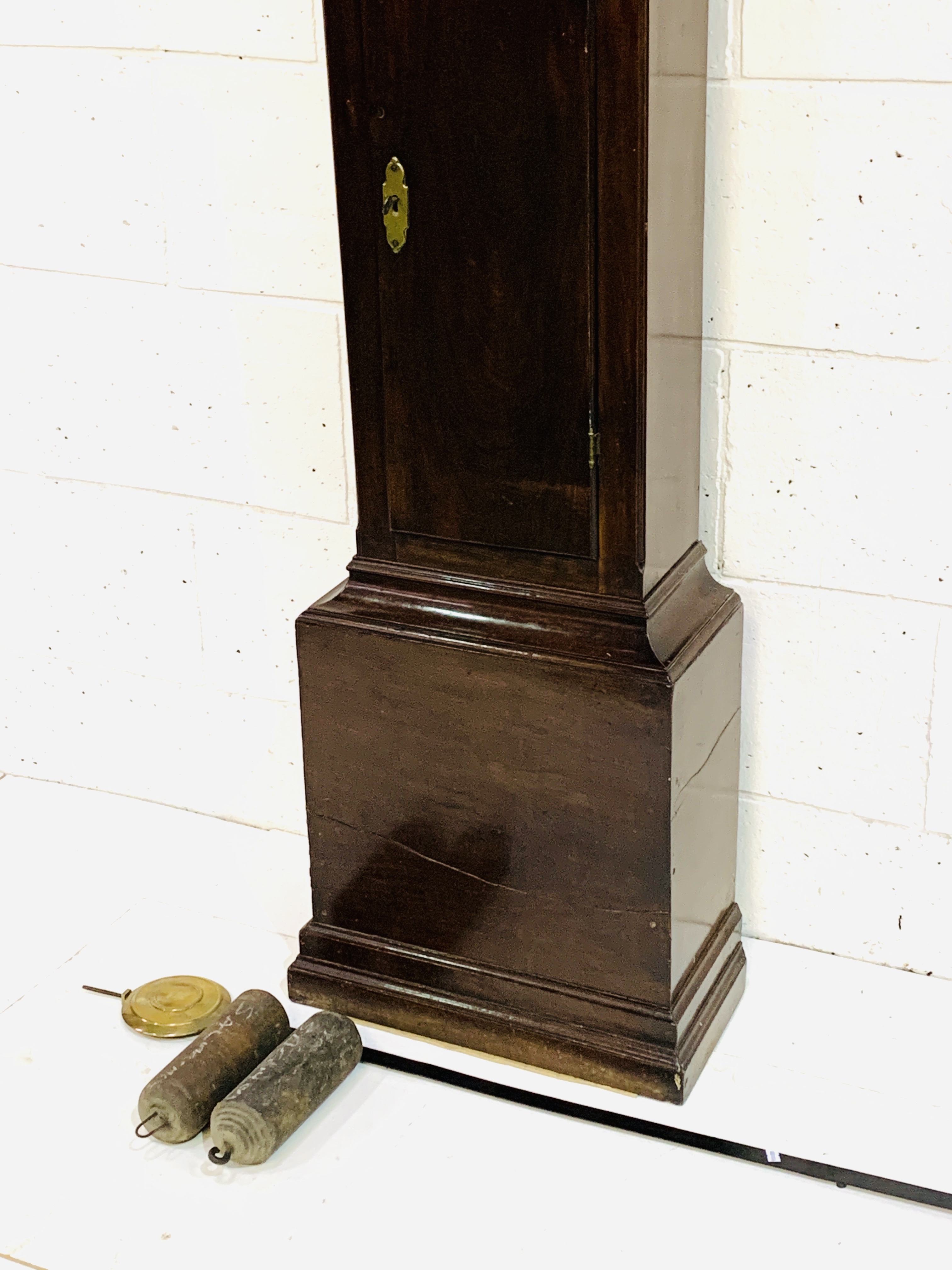 Mahogany long case clock with columned and arched hood by Jos. Leyton of Portsmouth - Image 3 of 9