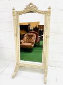 Cream painted framed cheval mirror