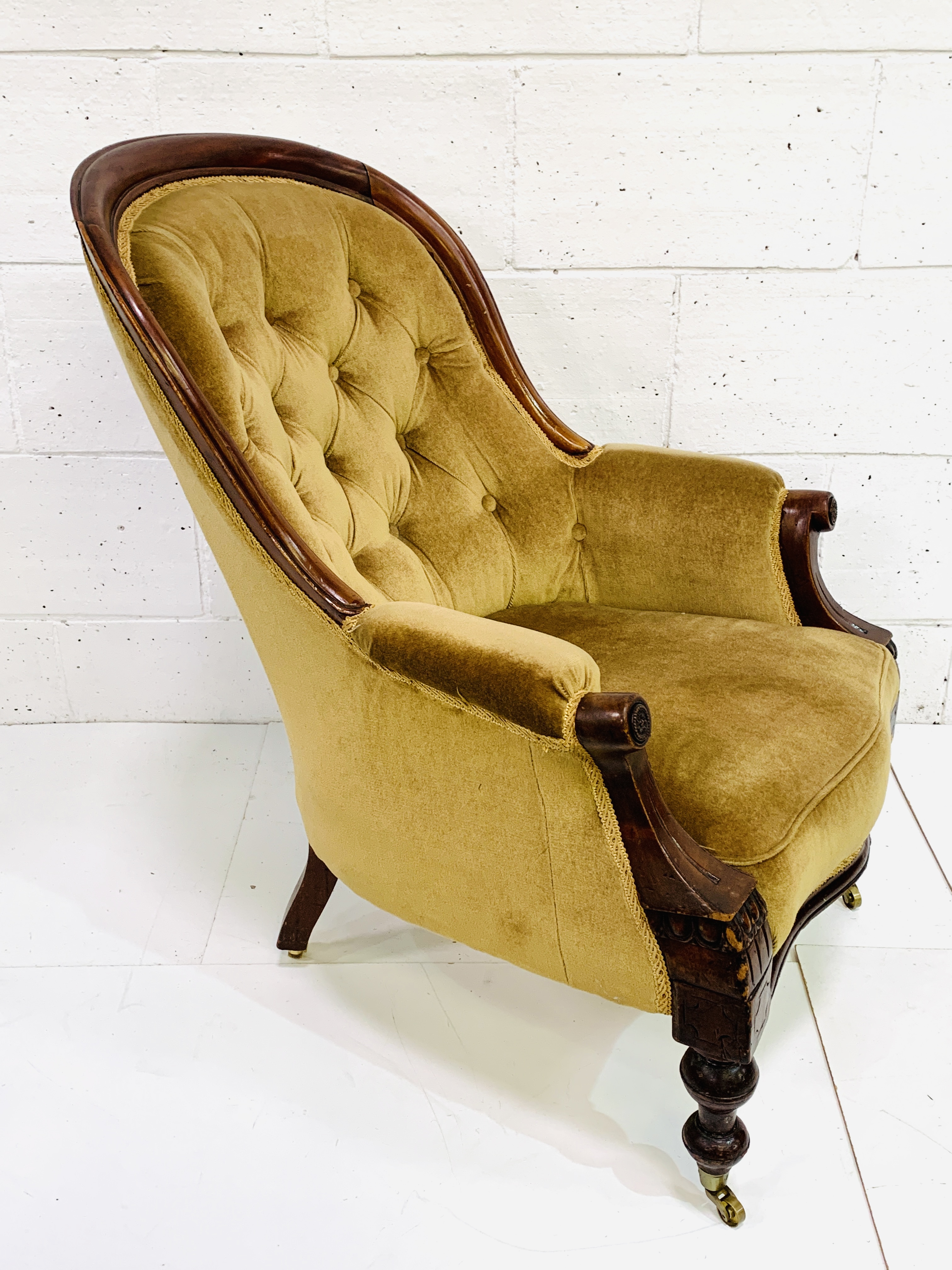 Victorian mahogany framed button back armchair - Image 2 of 3