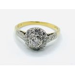 Edwardian 18ct gold and platinum diamond cluster ring