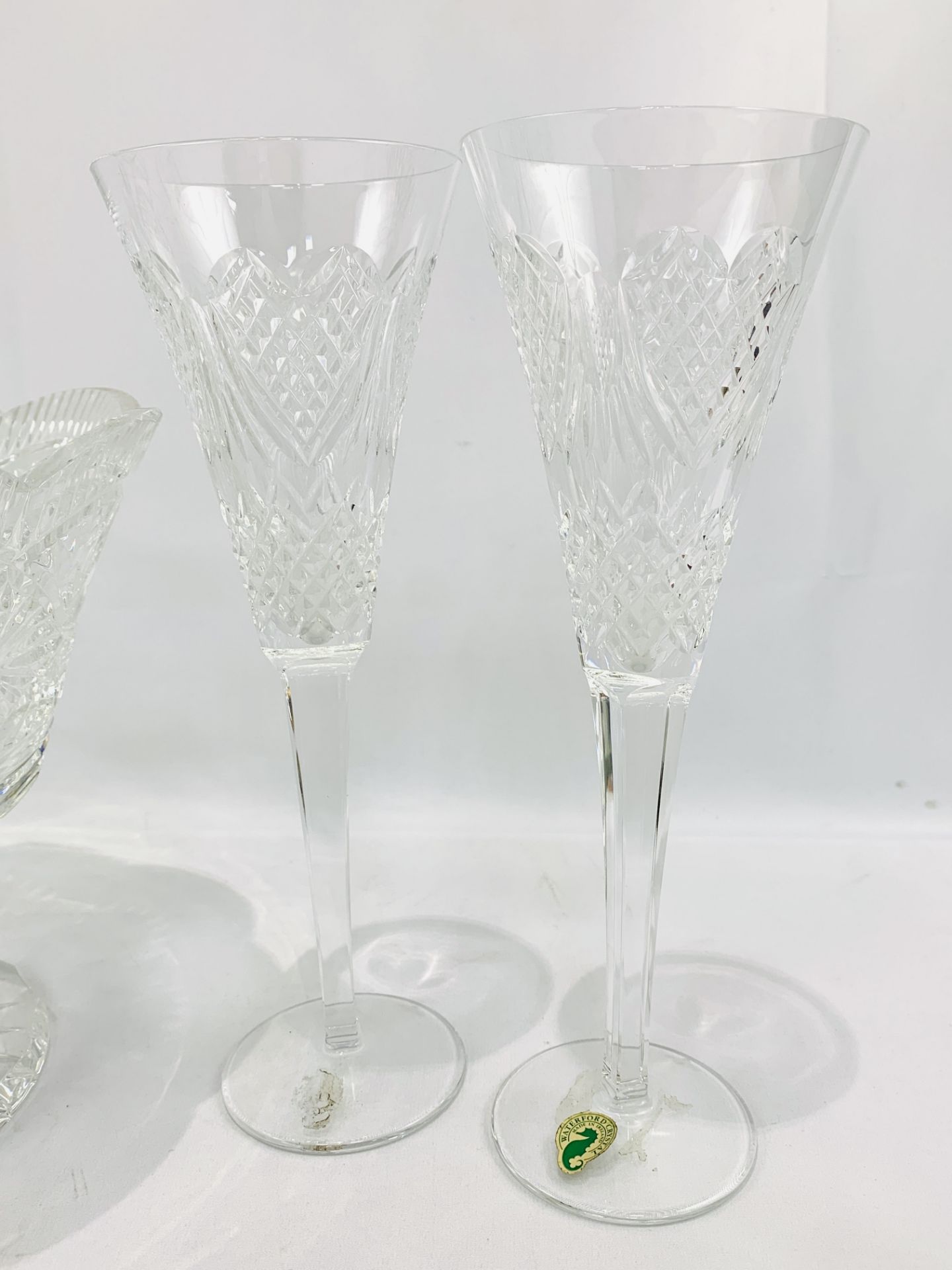 Waterford crystal cut glass fruit bowl and 2 Waterford crystal flutes - Image 2 of 5