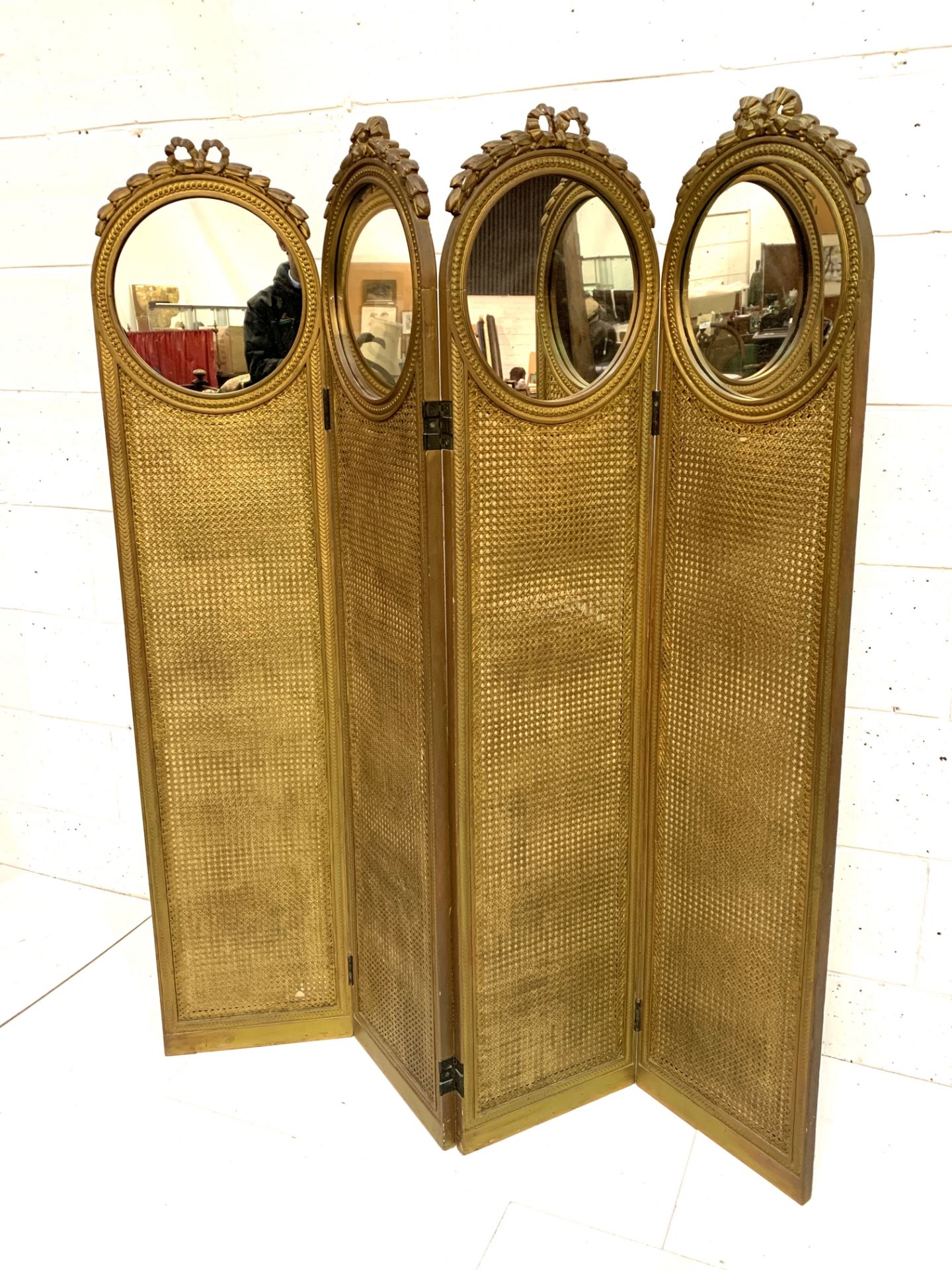 Four panel gilt framed screen