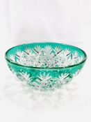 Webb crystal green cut to clear fruit bowl