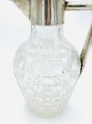 Cut glass claret jug with silver handle, collar and pourere, hallmarked London 1898