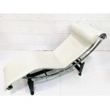 Cassina cream leather and chrome framed chaise longue