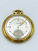Le Coultre 18ct gold case pocket watch with second hand aperture