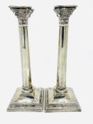Pair of 1940's tall sterling silver candlesticks