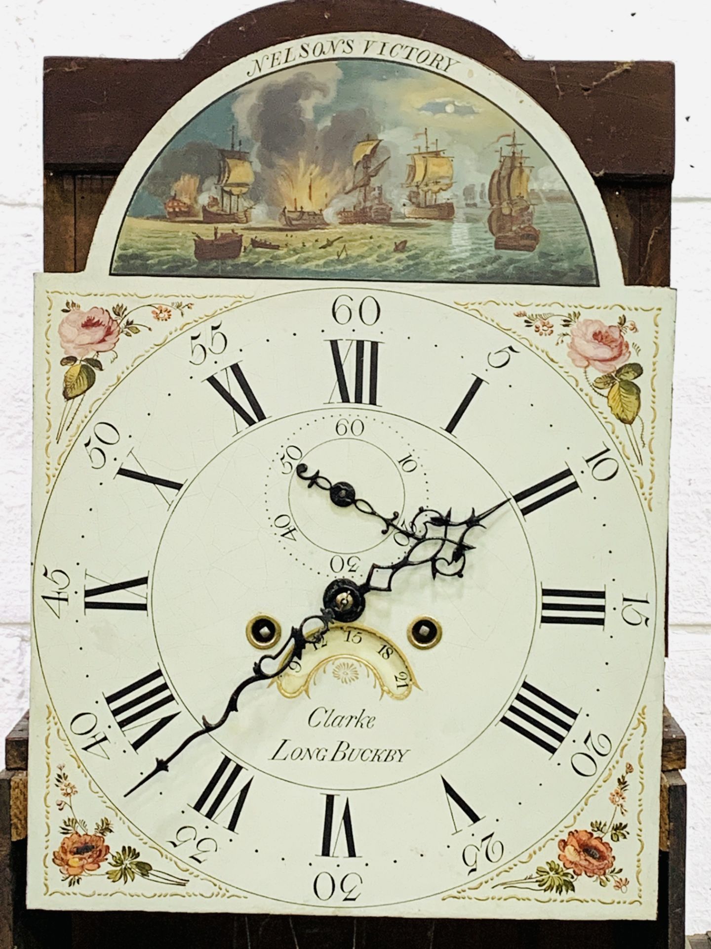 Mahogany long case clock by Clarke of Long Buckby, movement by Wilson - Image 6 of 9
