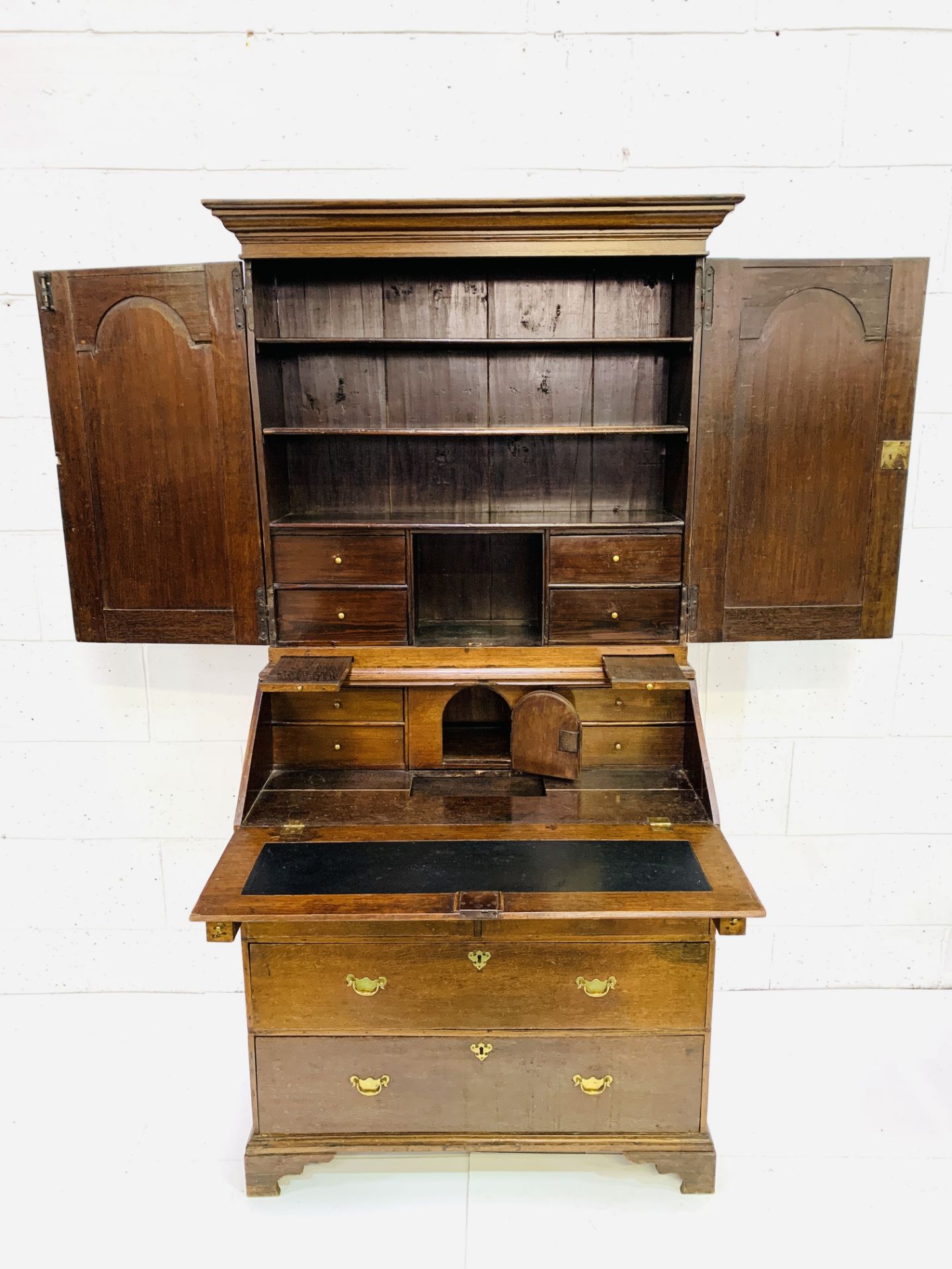 Georgian mahogany bureau/bookcase - Image 5 of 10