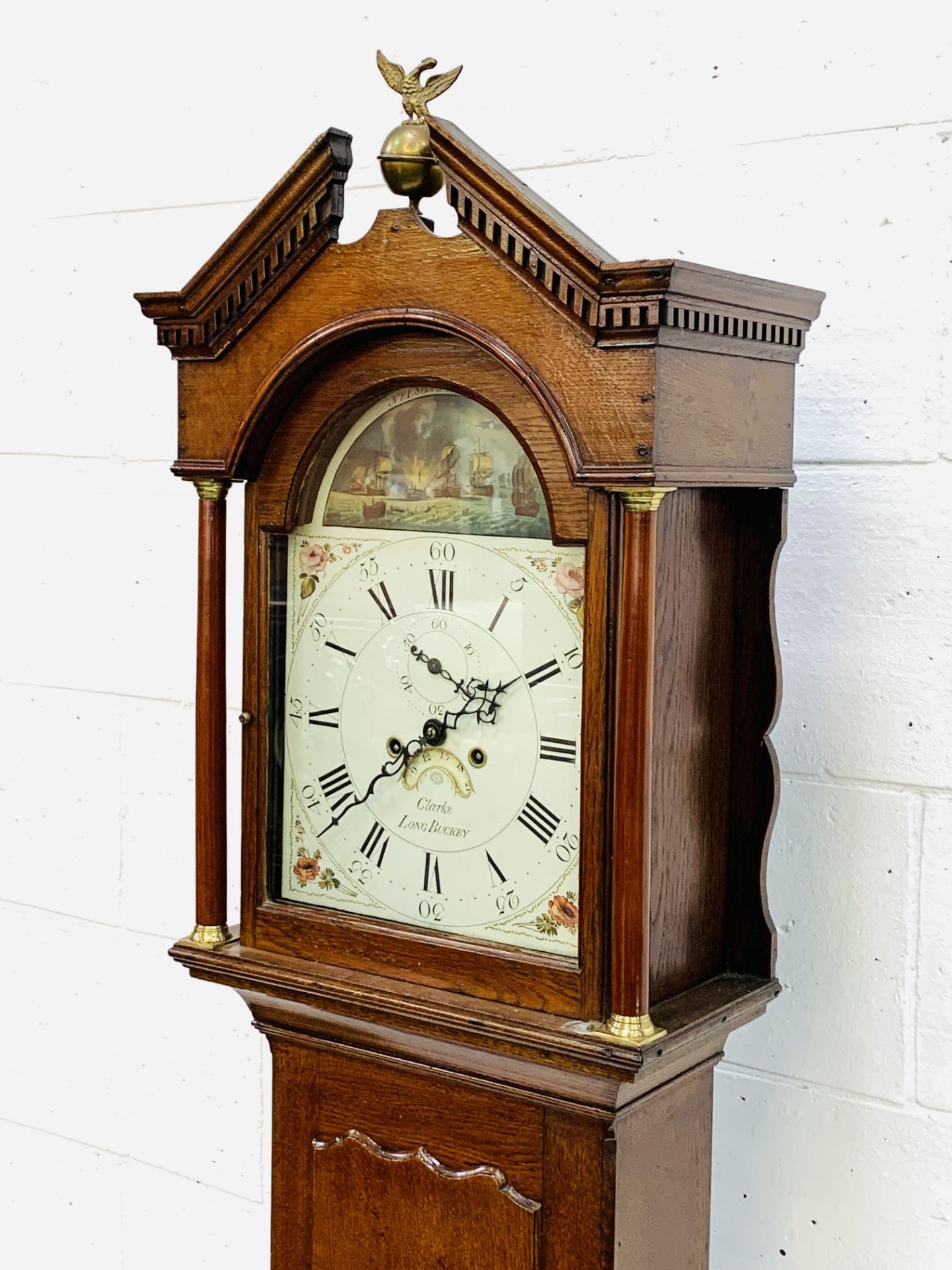 Mahogany long case clock by Clarke of Long Buckby, movement by Wilson - Image 4 of 9
