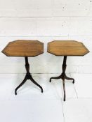 A pair of burr mahogany veneer octagonal tilt top wine tables