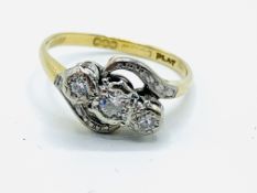 18ct gold and platinum diamond twist ring