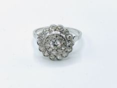 White gold diamond cluster ring