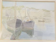 Five framed and glazed watercolours, 2 written on reverse by R Hall