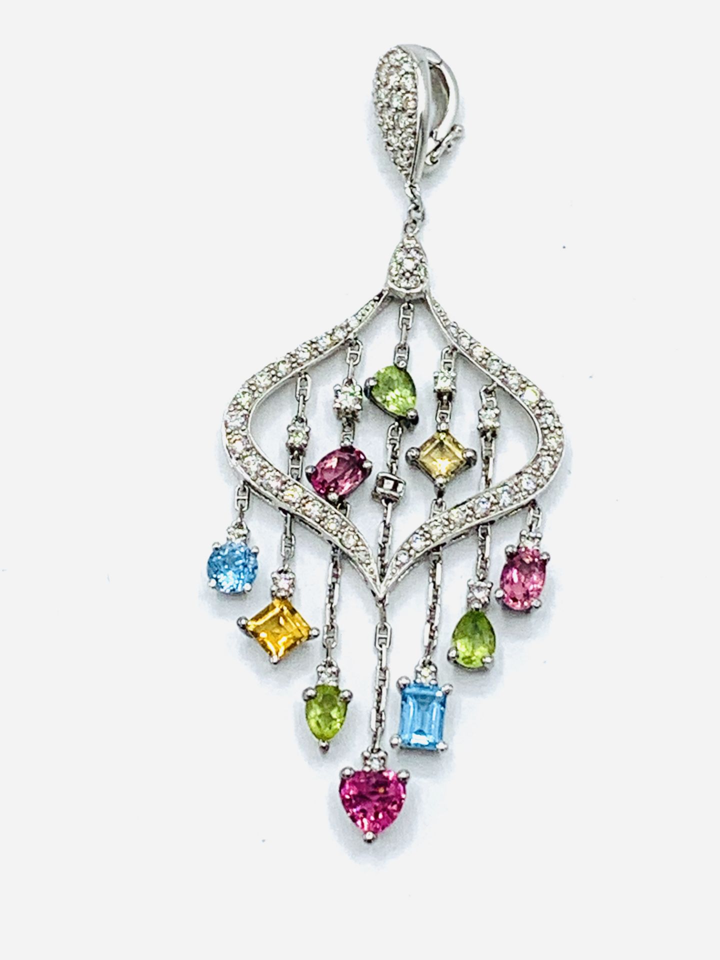 18ct gold diamond and semi-precious stones heart pendant