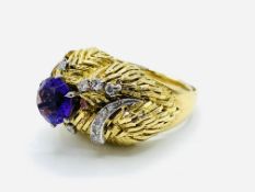 1970's 18ct amethyst and diamond ring