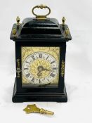 Black brass mounted case table clock inscribed to brass face "Joseph Knibb, London"