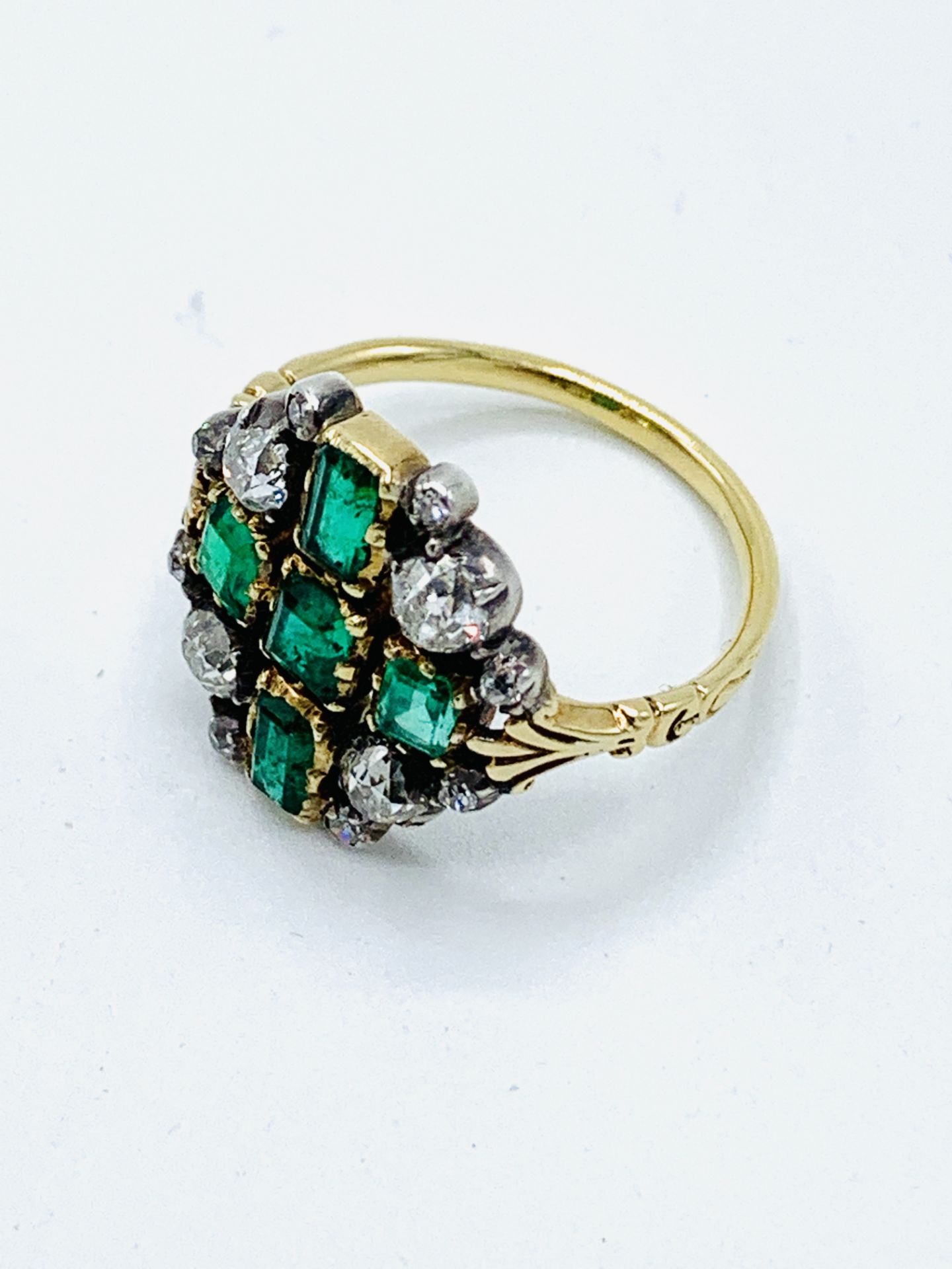 Yellow gold emerald and diamond ring - Image 3 of 5