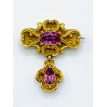 Victorian yellow gold and pink topaz pendant