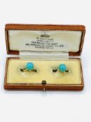 9ct gold and turquoise screw back earrings
