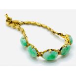 18ct gold nephrite-jade set bracelet, Cantonese hallmarked