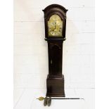 Mahogany long case clock with columned and arched hood by Jos. Leyton of Portsmouth