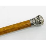 Malacca walking stick with hallmarked silver decorative top