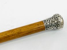 Malacca walking stick with hallmarked silver decorative top
