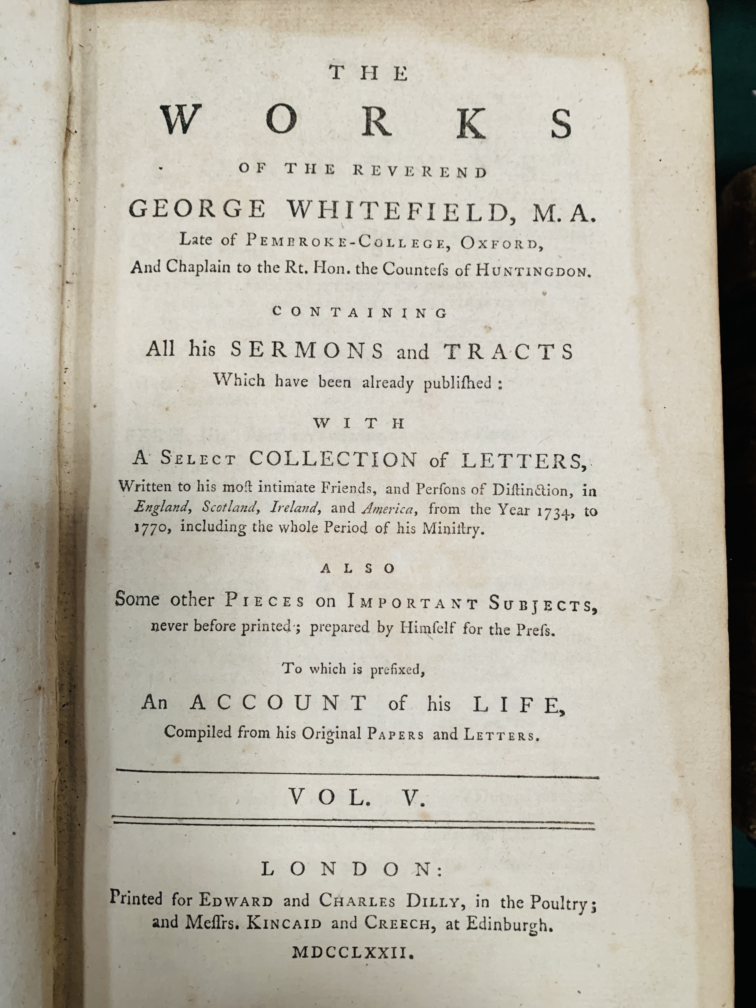 The Works of the Reverend George Whitefield, volumes 1-6, published 1771 - Image 3 of 4