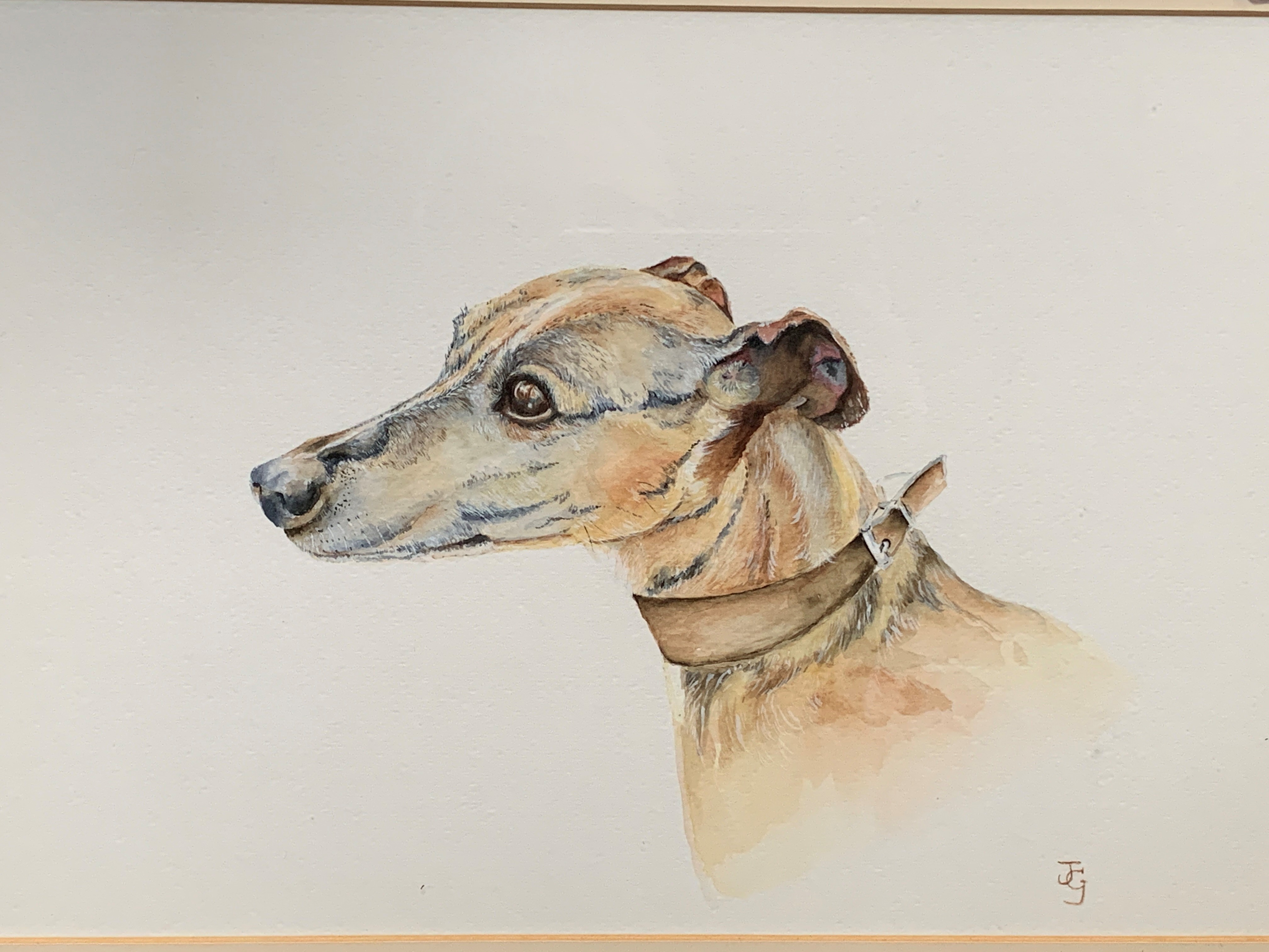 Framed and glazed watercolour "The Lurcher" by Julia Griffiths - Image 2 of 3