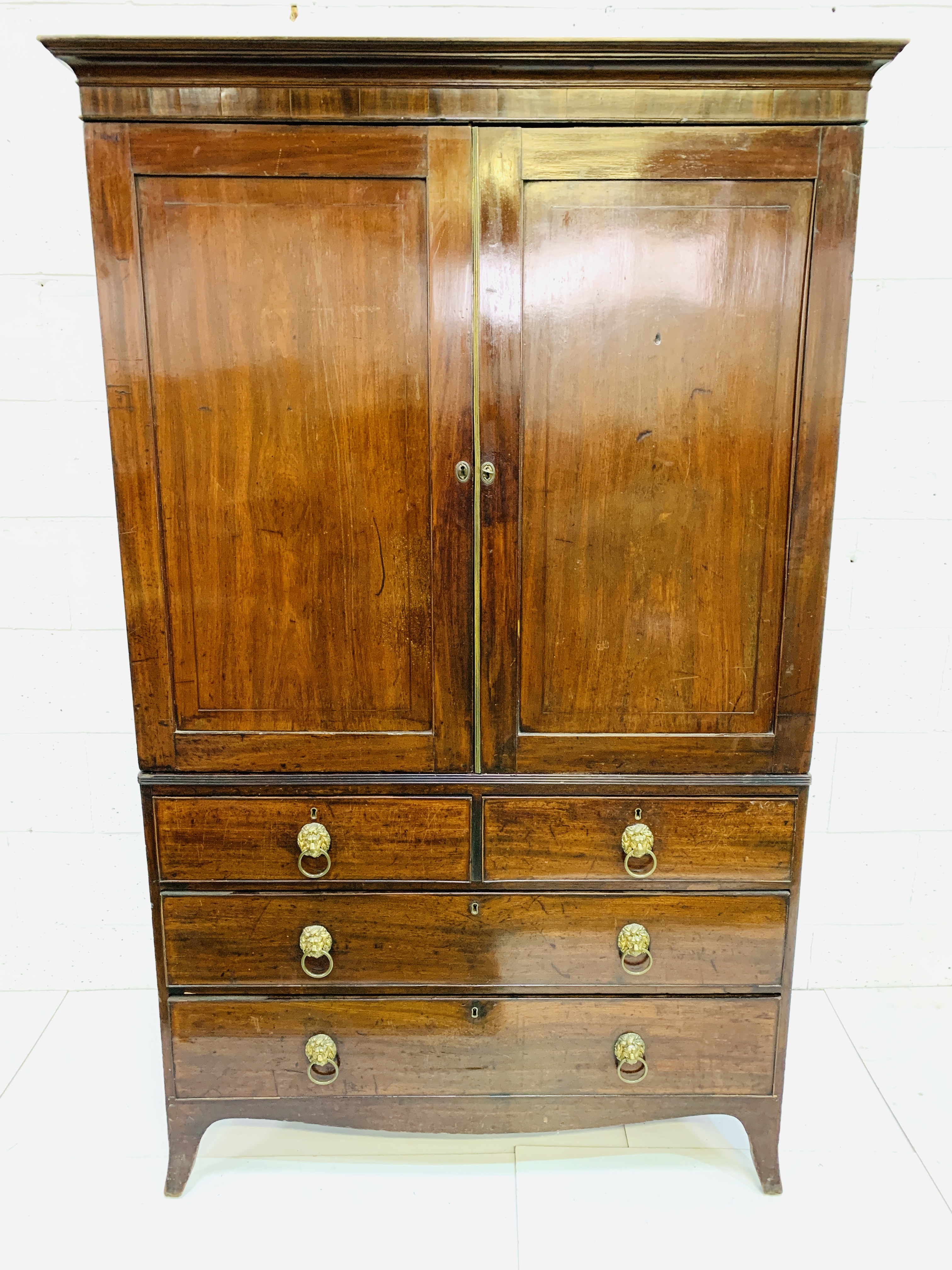 19th Century mahogany linen press - Image 3 of 7