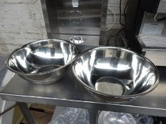 Two stainless steel mixing bowls