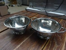 2 stainless steel colanders