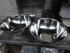 Two stainless steel mixing bowls