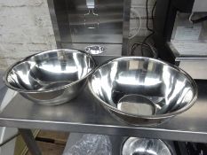 Two stainless steel mixing bowls