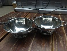 2 stainless steel colanders