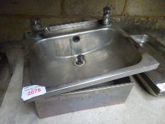 Stainless steel hand sink with taps