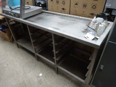Stainless steel pass through dishwasher table with tray racks