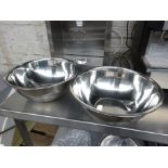 Two stainless steel mixing bowls