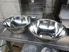 Two stainless steel mixing bowls