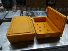 Two Rieber insulated food boxes.