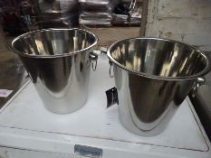 2 stainless steel champagne buckets